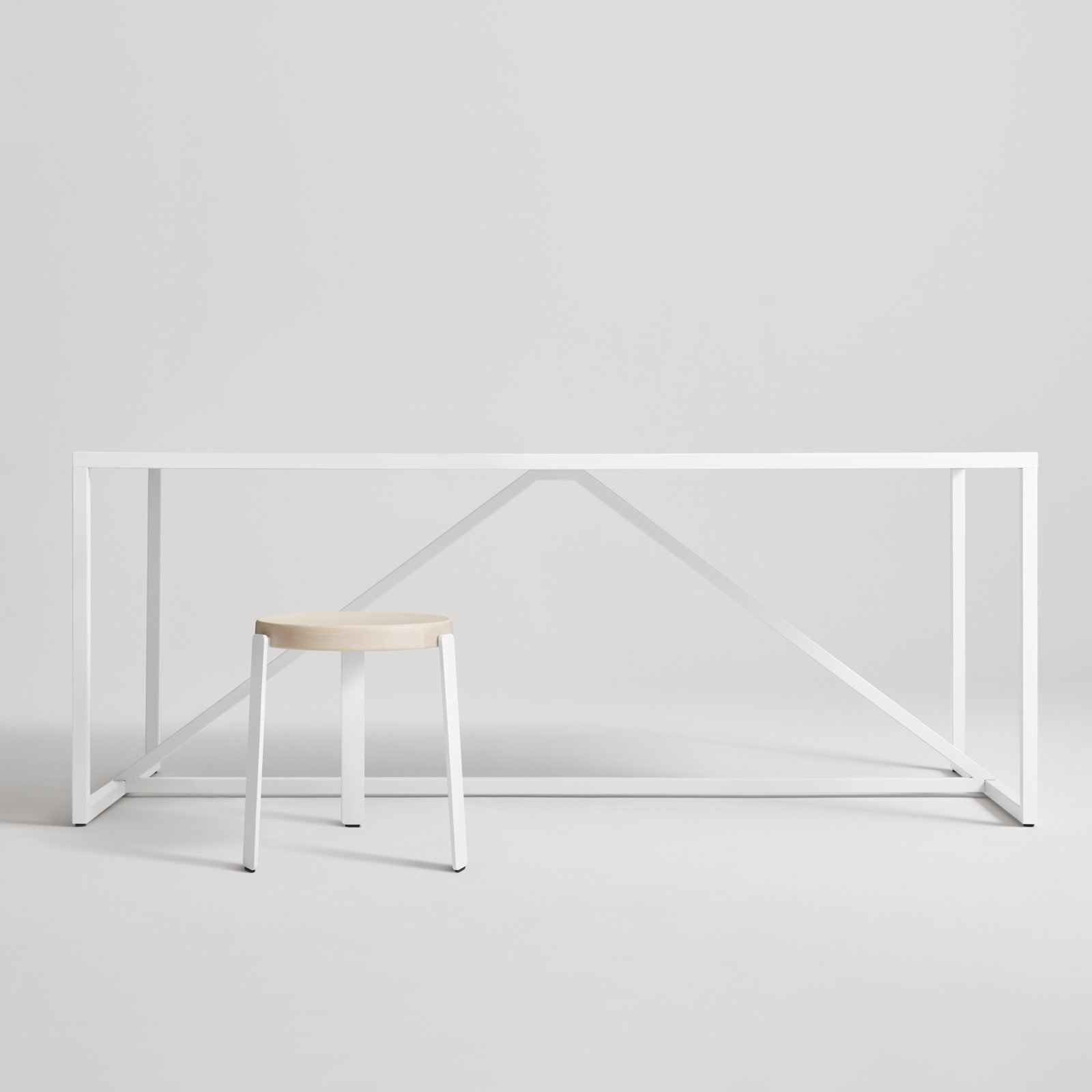 Unit Solid Wood Accent Stool, Whitewashed Ash/White