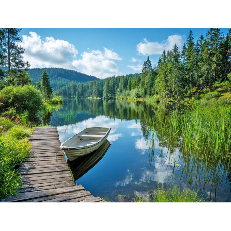 Art mural sur toile Reflections and Row bateau, H 24 po x l 36 po