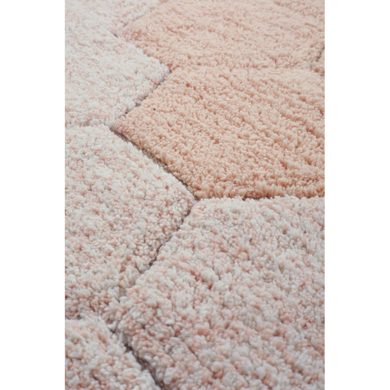 Washable Round Rug Honeycomb Rose