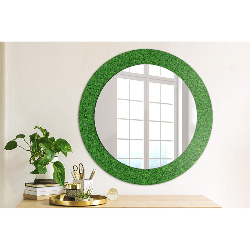 Huldar Glass Flat Wall Mirror, Green Green Grass, 60cm H x 60cm W