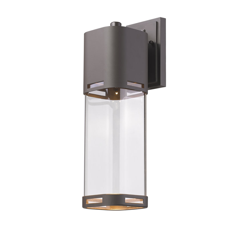 Lanterne murale d'extérieur 1 lumière Brentton, H 17,62 po x l 5 po x P 6,75 po, Bronze foncé