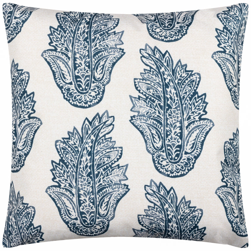 Kalindi Paisley Indoor / Outdoor Floral Square Cushion, Navy Blue