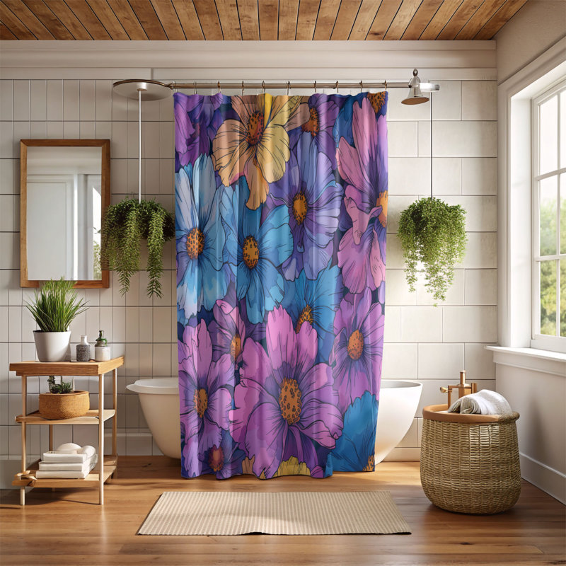 Flashy Bloom - Rideau de douche Premium, H 74 po x l 71 po