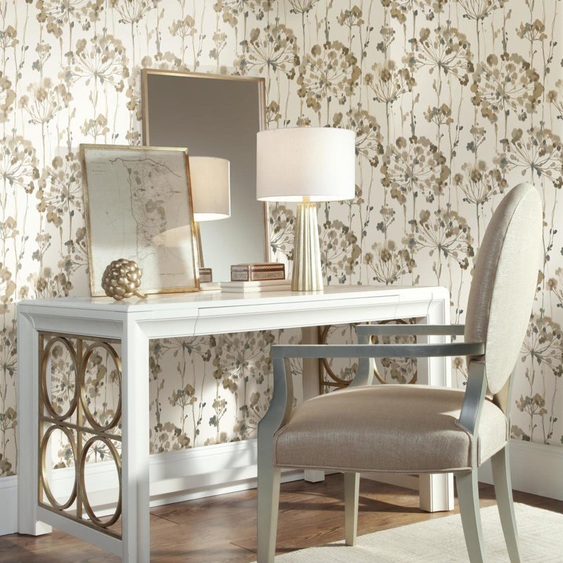 Candice Olson Modern Artisan Second Edition Floral Metallic Wallpaper Double Roll by Candice Olson, Neutral