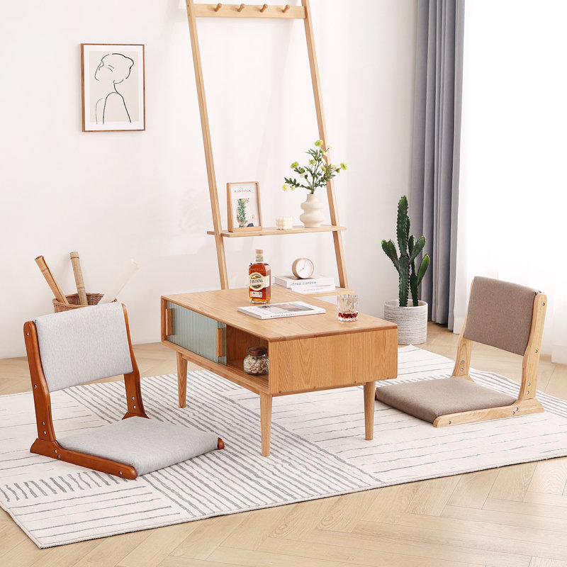 Chaise de sol pliable Tatami, Taupe / Naturel, 1