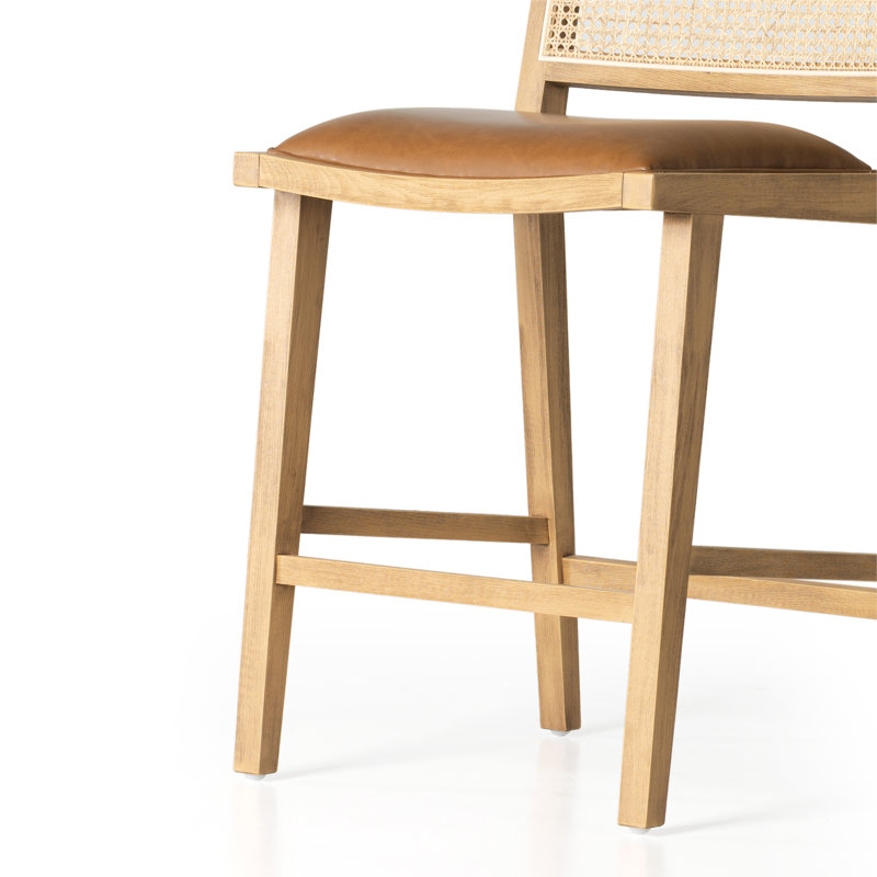 Tabouret de comptoir Miraz, Tabouret de comptoir (hauteur de siège de 27 po), Similicuir caramel écossais