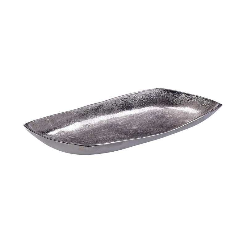 Plateau en métal Scooped, argent