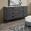 Commode de meuble de chambre à coucher moderne de conception moderne avec 1 seule poignée de poignées et 6 tiroirs avec plateau de rangement en faux marbre gris