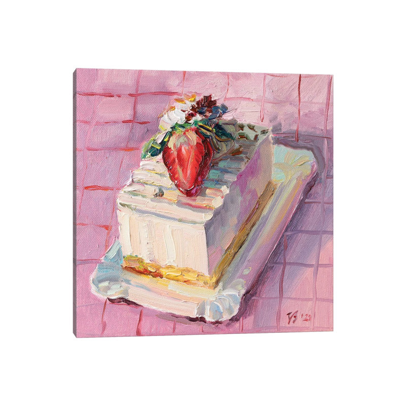 Strawberry Curd Pie by Katharina Valeeva - Wrapped Canvas Painting, 45.72 cm H x 45.72 cm W x 3.175 cm D