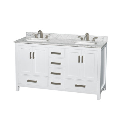 Sheffield 60" Freestanding Double Bathroom Vanity with Marble Top