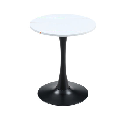 Round Dining Table, 23.6" Circle Tulip Table With Thickened Tabletop & Metal Pedestal, Mid Century Modern Bistro Table For Kitchen, Small Places, Living Room, Cafe