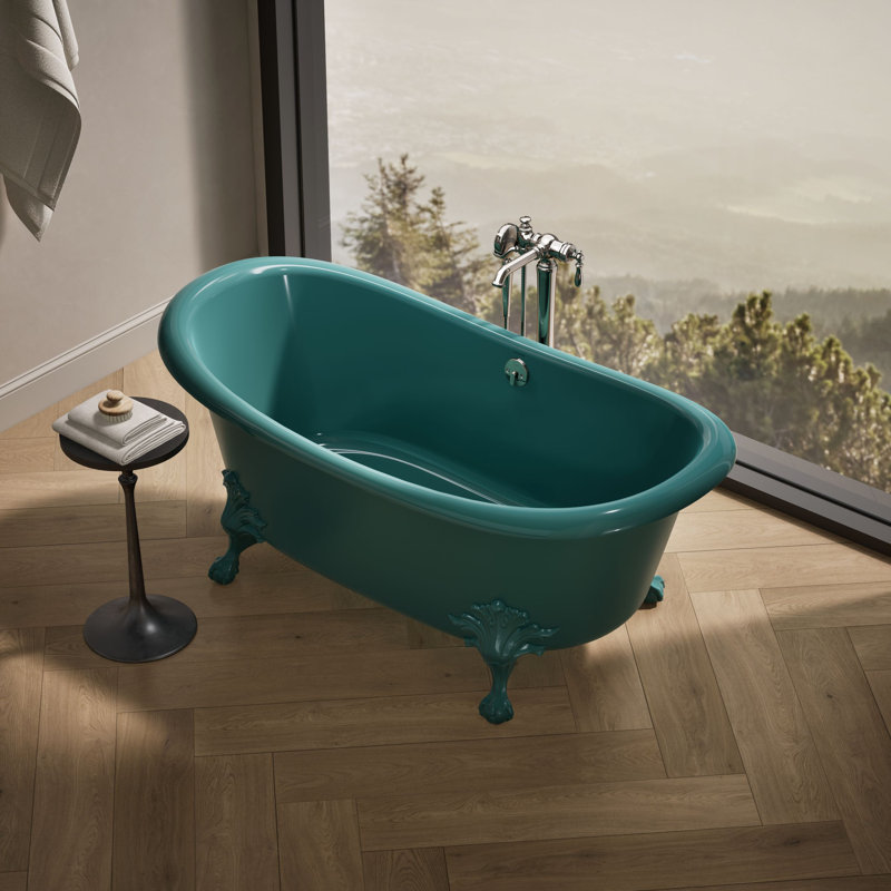 Artéfacts 66-1 / 8 po X 32 1/2 po Baignoire autoportante, Bleu sarcelle