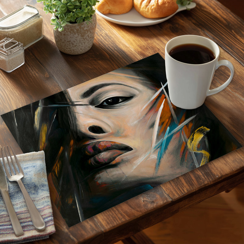 Abstract Woman Portrait Placemat | Brown Polyester Home Decor