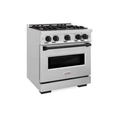 ZLINE Autograph Edition 30 in. 4.2 cu. ft. Classic Gas Range with 4 Burner Cooktop and Convection Gas Oven in Stainless Steel and Accents