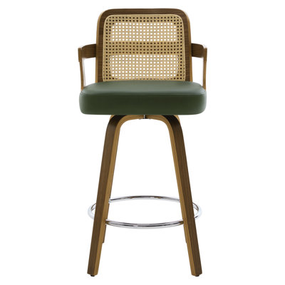 Upholstered Cane Back Counter & Bar Stool With Armrest by Bayou Breeze