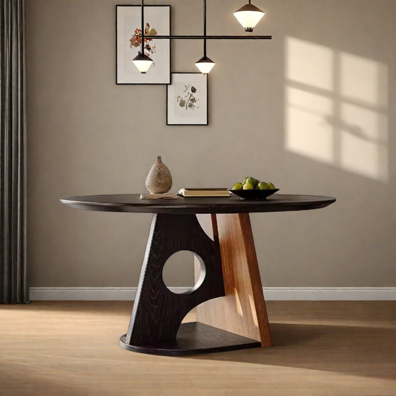 Exquisite And Durable Solid Red Oak Round Table, 29.52"H x 62.99"L x 62.99"W