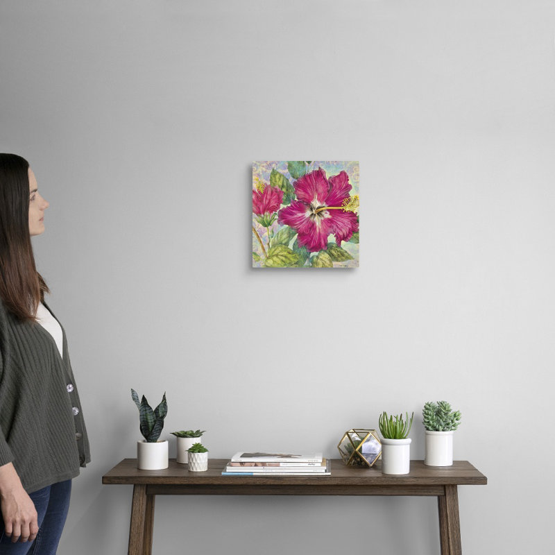 Hibiscus, art mural sur toile, Toile tendue, H 12 po x l 12 po x P 1,25 po