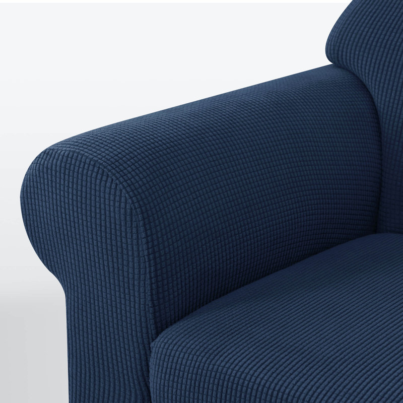 Soft Spandex Stretch Box Cushion Sofa Slipcover, Navy, 104cm H x 180cm W x 107cm D