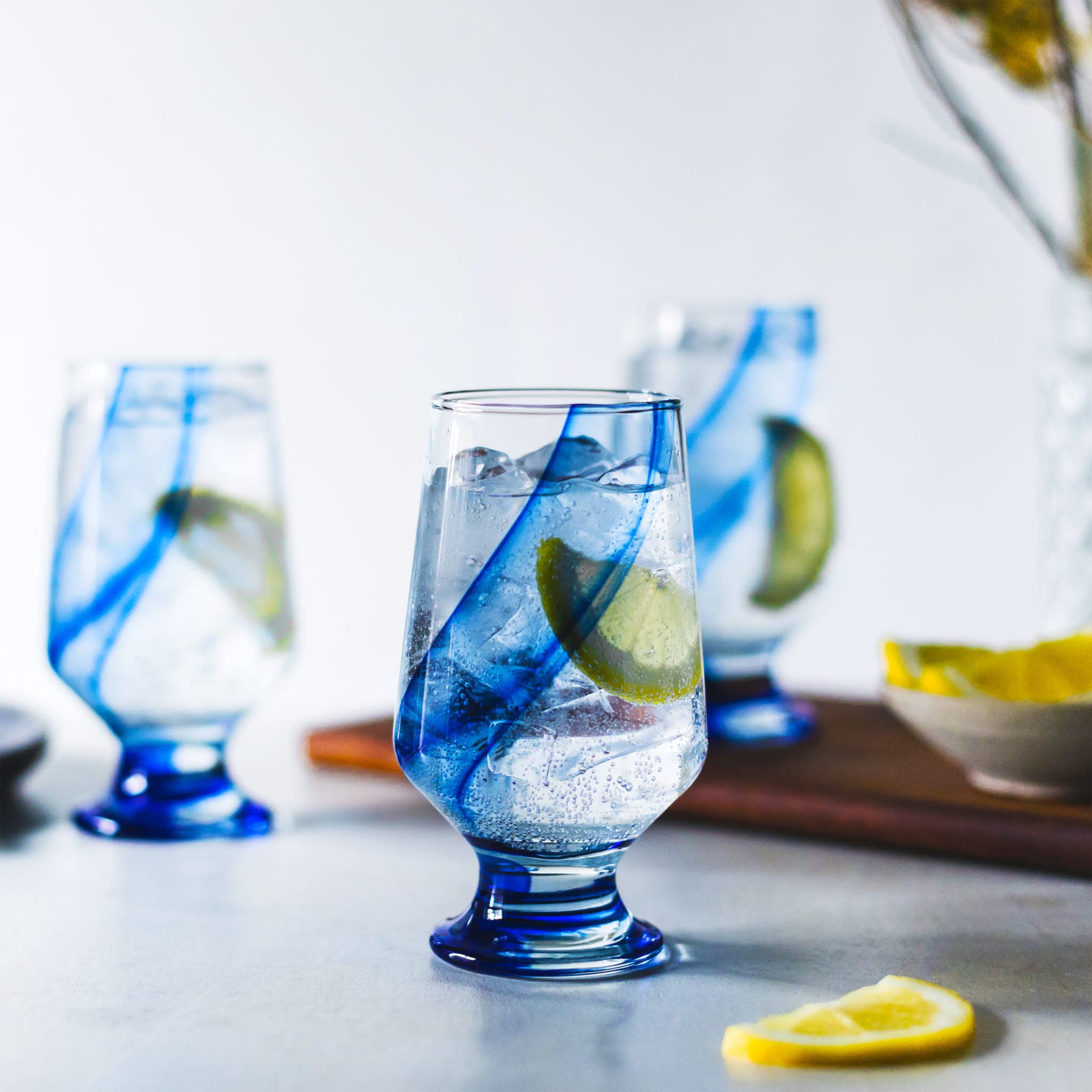 Blue Ribbon Libbey Goblet Beverage Glasses