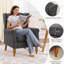 Ensemble de table basse et de fauteuil Vintage Luxury, fauteuil à oreilles en tissu de polyester avec dossier haut, gris foncé antique-1013218078
