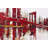 Abstract and Industrial Red Bridge - Framed Matted Print
