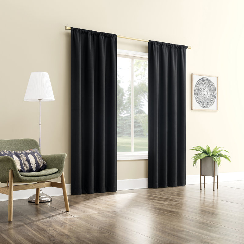 Panneau de rideau occultant avec passe-tringle Karina, L 40 po x L 63 po, Noir