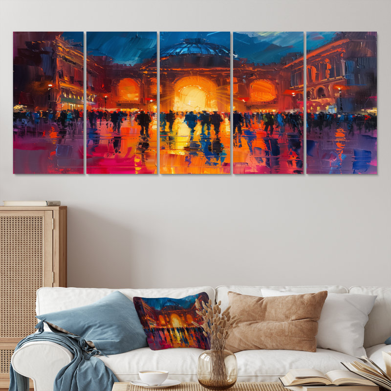 Orange orange, rideau rose, opéra, H 28 po x l 60 po