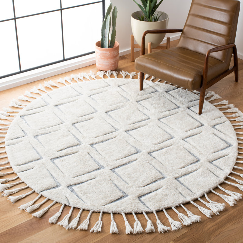 Gaetane Hand Tufted Performance Geometric Rug, Round 6'