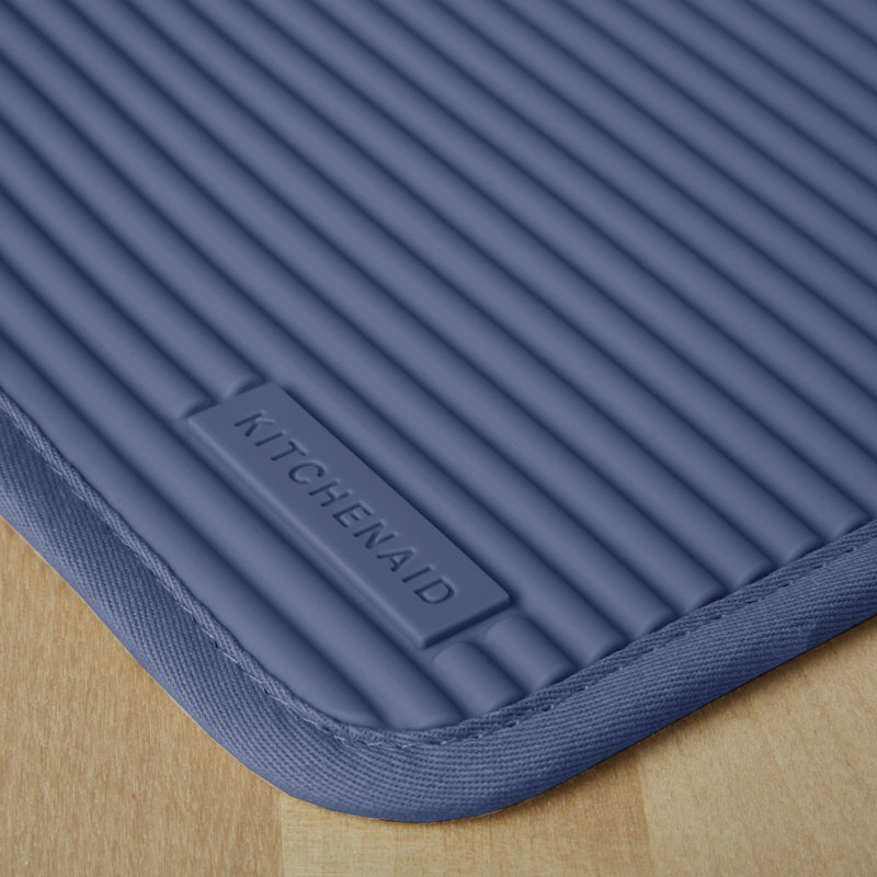 KitchenAid Ribbed Soft Silicone Potholder, Blue Willow