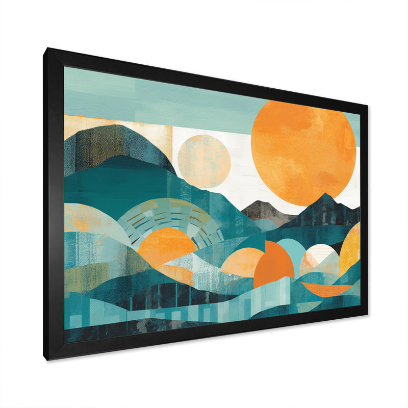" Blue Sky Mountain ", 16" H x 32" W x 1" D, Black Picture Framed