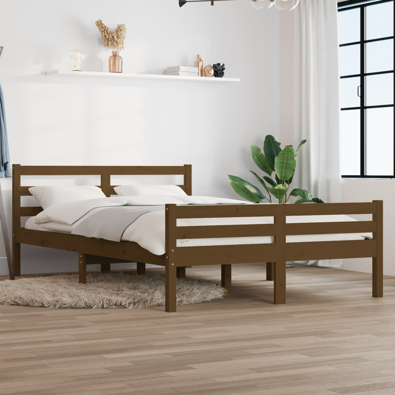 Maxton Solid Wood Bed, 150 x 200cm, grey