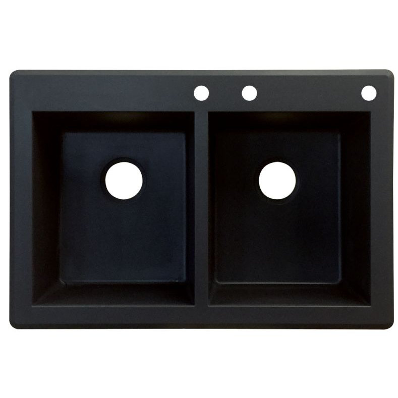 Évier de cuisine à double cuves l 33 po x l 22 po Radius, Noir