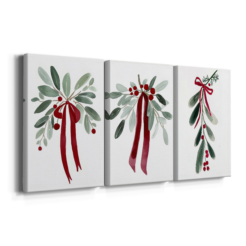 Art de Noël de Noël Cxxv - Toile tendue sur mesure - 3 pièces, H 27 po x l 54 po