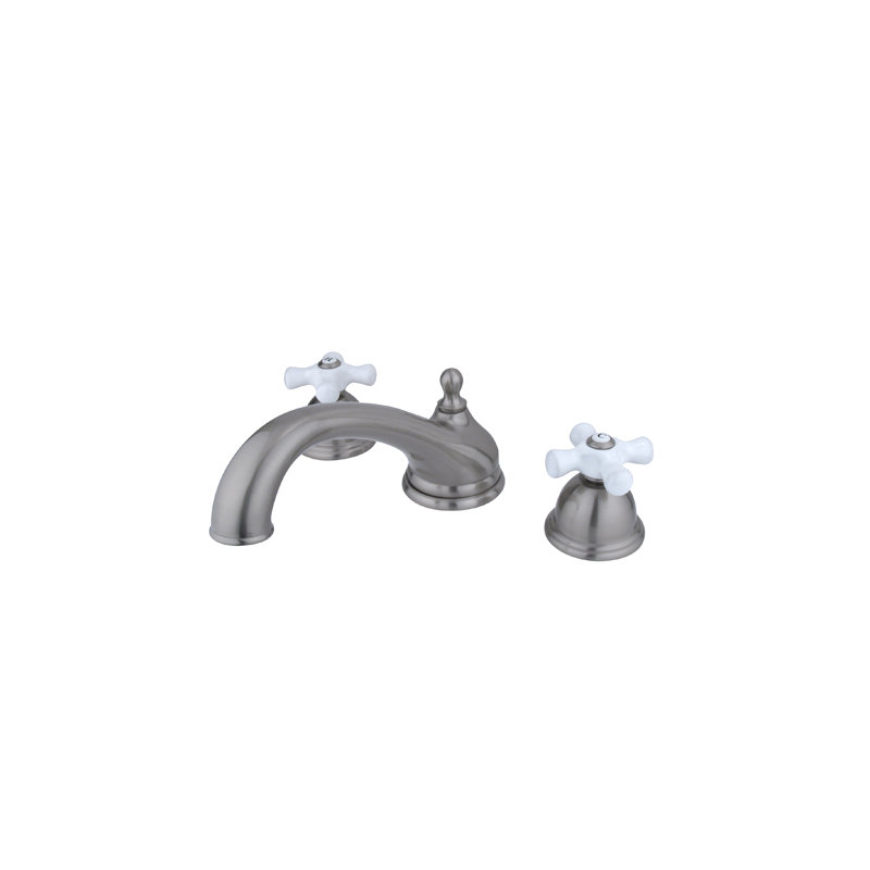 Kingston Brass Vintage Two-Handle 3-Hole Deck Mount Roman Tub Faucet, Brushed Nickel