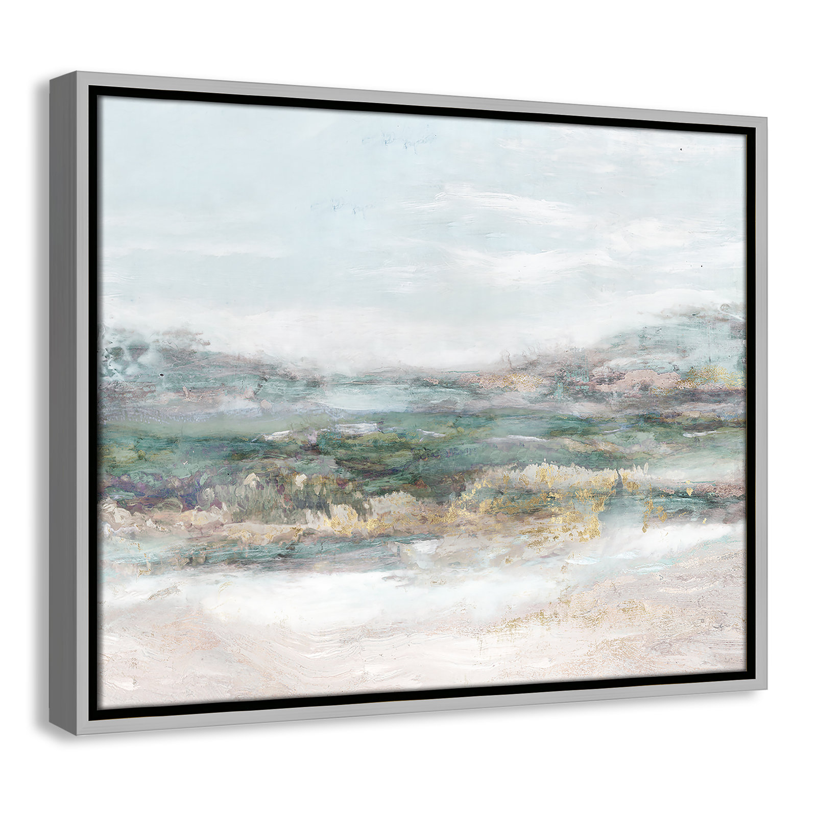Lori "Dazzling" Painting by Matina Theodosiou, 17.5" H x 21.5" W x 2" D, Silver Framed Canvas, No Mat