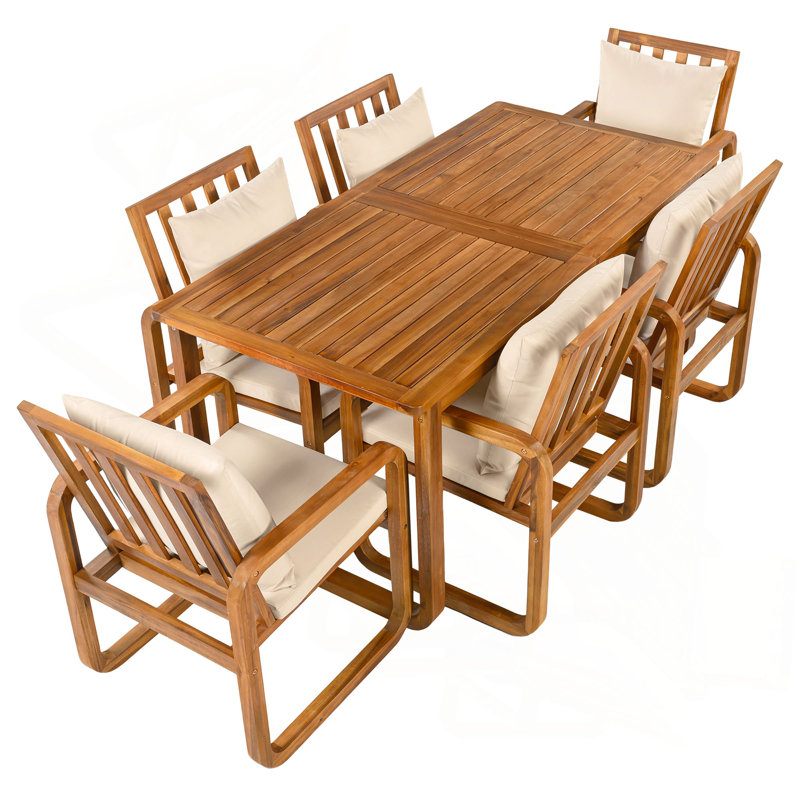 Ensemble de salle à manger de patio 7 pièces 7 pièces Ensemble de mobilier d'extérieur élégant avec coussins amovibles