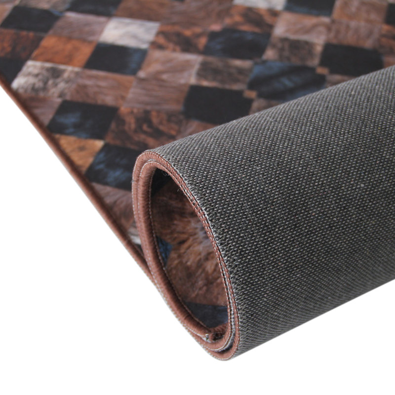 Faux Cowhide Digital Printedpatchwork Heirloom Frescoes Contemporary Indoor Area Rug Cotton Canvas Backing (4'' X 6'')