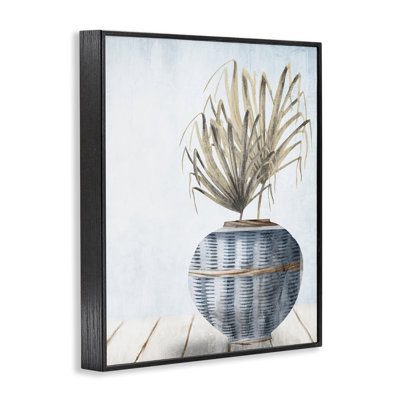 Plant in Woven Vase Framed Giclee Art by Kim Allen