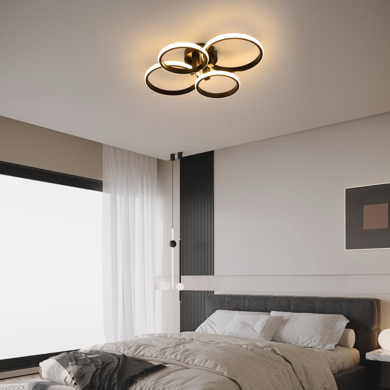 Dannitta Dimmable 4-Light Acrylic LED Flush Mount, Black