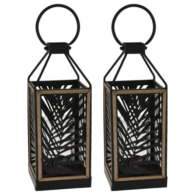 2 Piece Metal Lantern Set