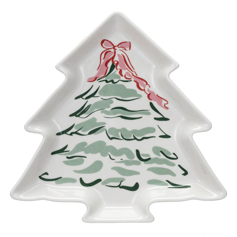 Assiette en forme d'arbre en grès avec arbre de Noël Donna