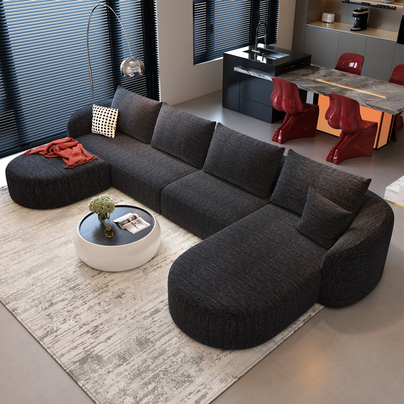 Ensemble de canapé modulaire Boneless, H 33,86 po x l 138,6 po x P 72 po, Orienté à droite, Noir