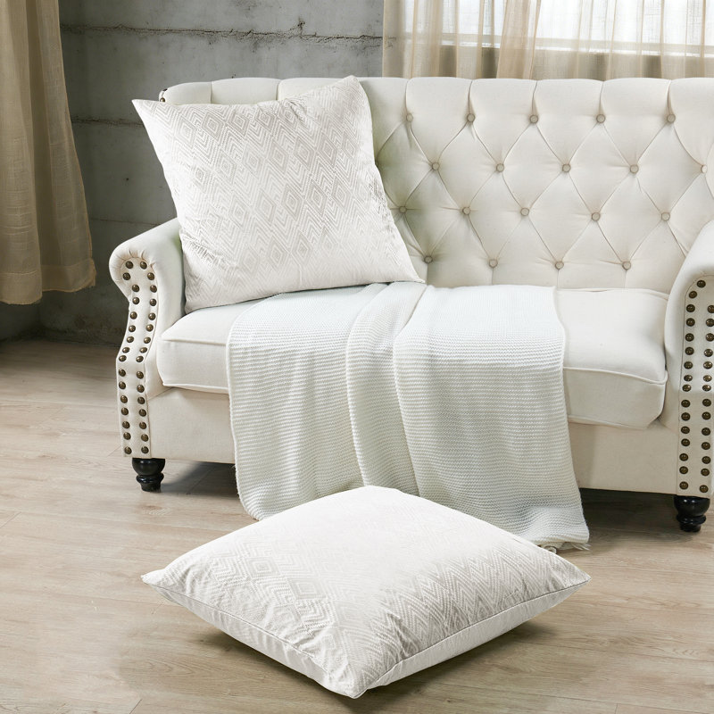 Ikat Velvet Euro Throw Pillow Covers, Gardenia