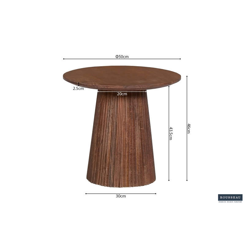 Miguel Solid Wood Coffee Table, 46 cm x 50 cm x 50 cm, Light Brown