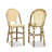 Patio Bamboo Print Finish Bar Stools With Rattan Back (Set Of 2)-50490721-50490722