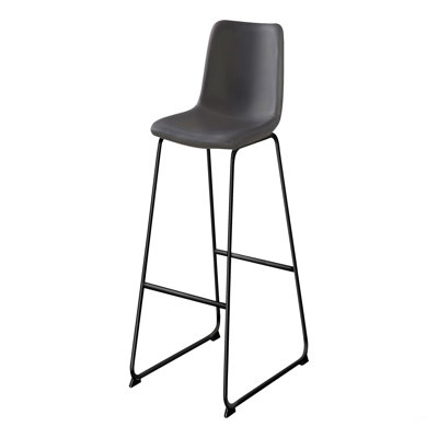Office Chair, Bar Height, Standing, Computer Desk, Work, Grey Leather Look, Black Metal, Contemporary, Modern