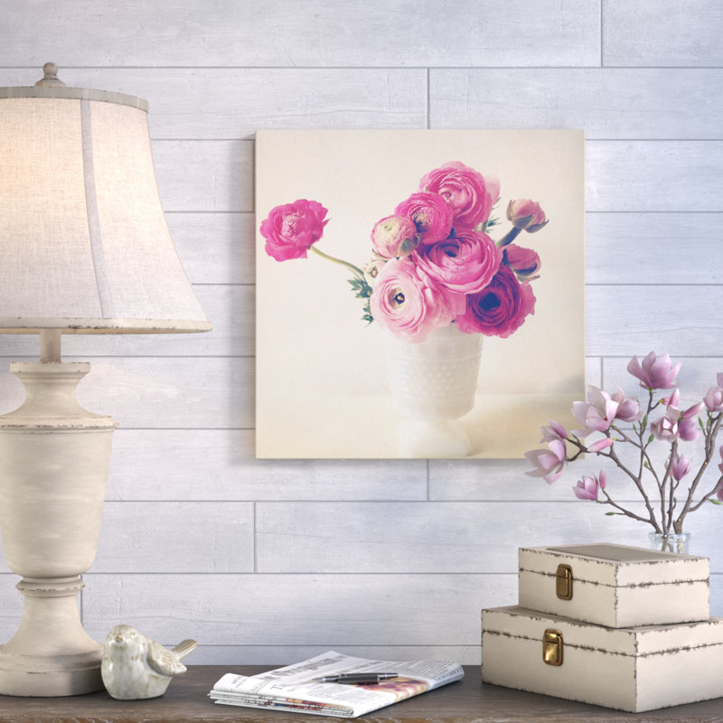 « spring bouquet », reproduction de photo sur toile tendue, H 18 po x l 18 po x P 1,5 po, Toile avec cadre noir, Pas de tapis