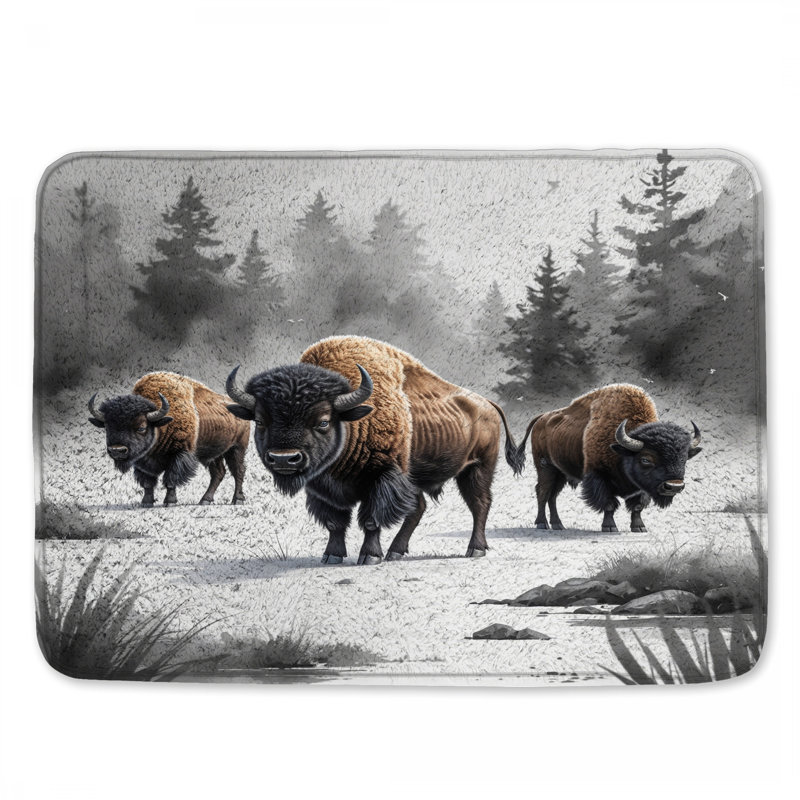 Tapis de bain Bison In Winter Landscape, L 24 po x L 17 po