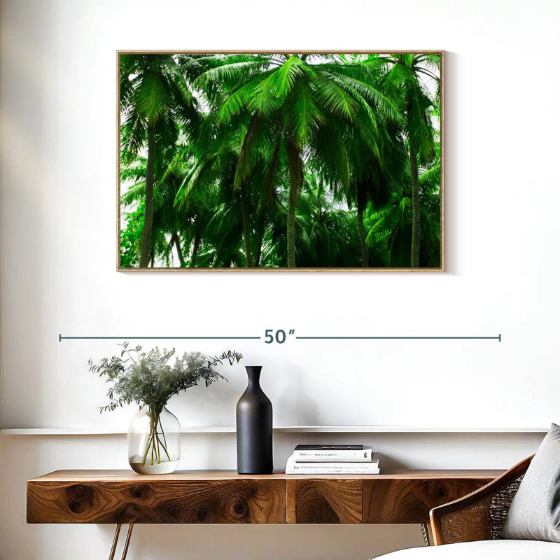 Palmier forêt, Cadre flottant en bois naturel, 37 po x 25 po