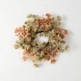 17" Artificial Mini Maple Leaf Fall Accent Ring, Green